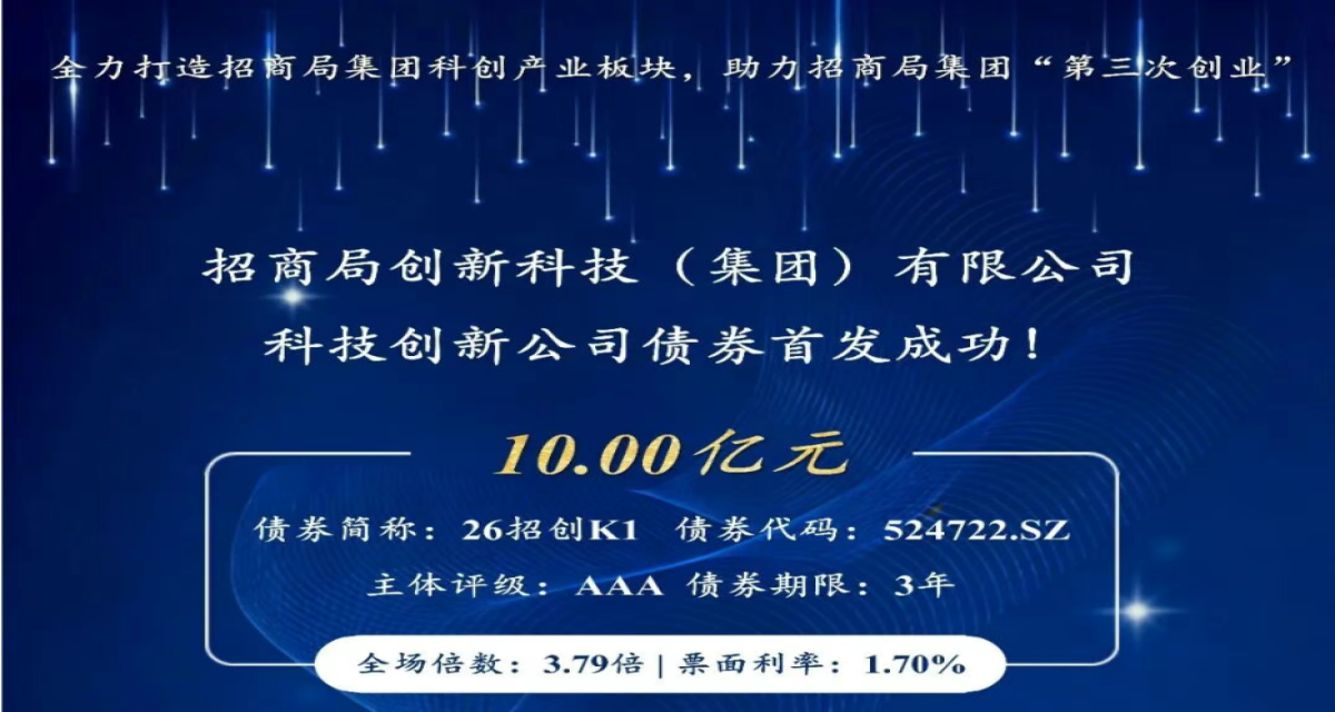 招商创科成功发行10亿元科技创新公司债券